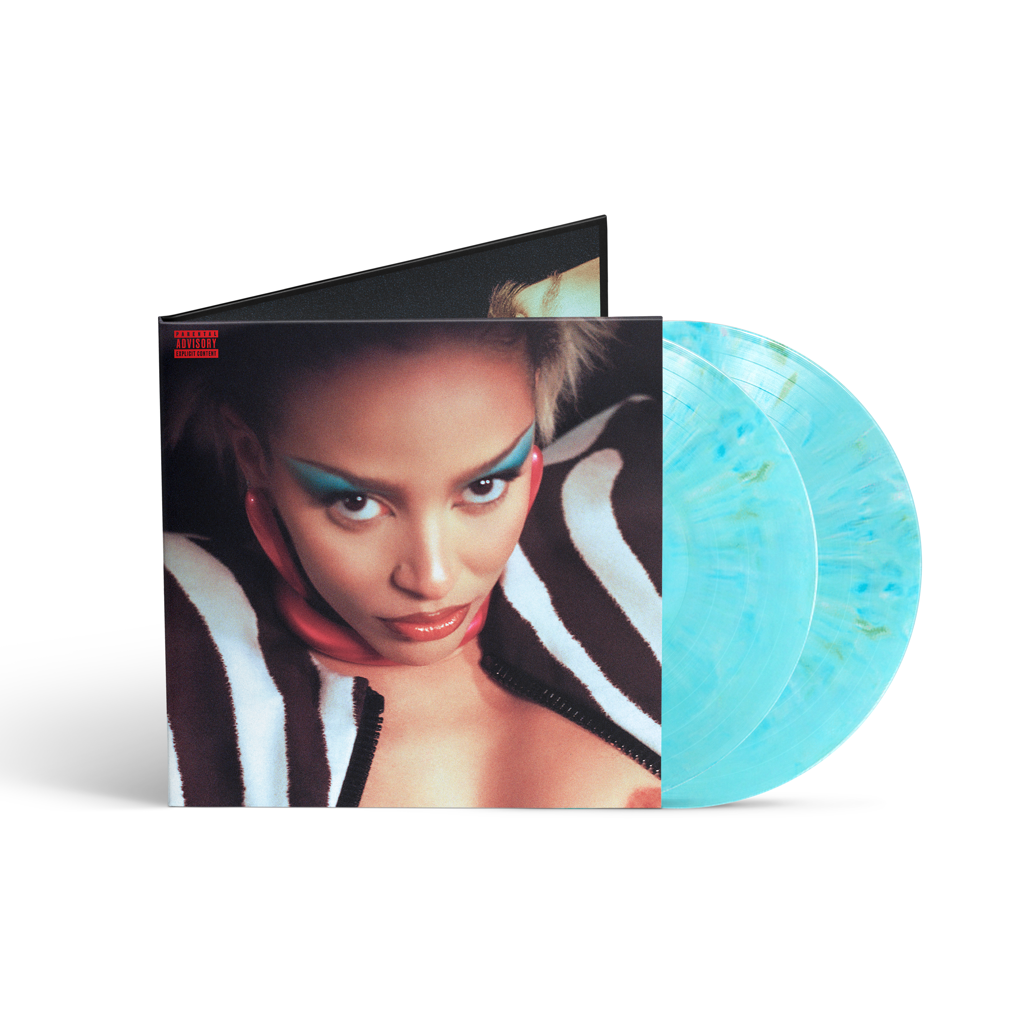 DOUBLE VINYLE « VIE » MARBRÉ BLEU « MOTS D’AFFIRMATION »